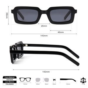 משקפי שמש מרובעים צרים בסגנון רטרו, מסגרת אצטט יוקרתית, עדשות קטנות מקוטבות עם הגנת UV לגברים - Product Image 4