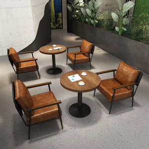 Juego de sillas de mesa de bar de madera maciza industrial moderno para uso comercial al aire libre en restaurantes y cafeterías - Product Image 2