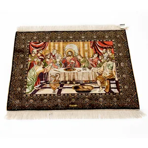 3X2.4ft prayer jesus tapis priere pliable wall to wall silk carpet rug oriental crafts