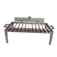Gril Rôtissoire Brésilien Automatique d'Extérieur pour Kebab avec Brochettes Plates Barbecue en Acier Inoxydable, pour Camping