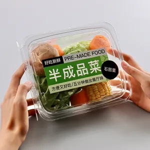 थोक प्लास्टिक कंटेनर सुपरमार्केट ताजा सब्जी पैकेजिंग बॉक्स प्लास्टिक छेड़छाड़ स्पष्ट सलाद बक्से
