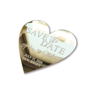 Aimant en forme de coeur or miroir acrylique enregistrer la <span class=keywords><strong>date</strong></span> blanc estampage à chaud cartes de mariage - Product Image 6
