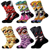 Chaussettes fantaisie pour Halloween, mi-mollet, imprimées en 3D, tricotées, décontractées, pour fêtes