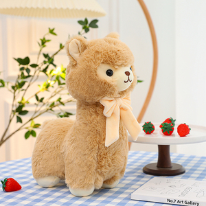 Lindo juego de peluche de alpaca con decoración de lazo, varios tamaños y colores, animales de peluche suaves para regalo y decoración del hogar juguetes de peluche - Product Image 5