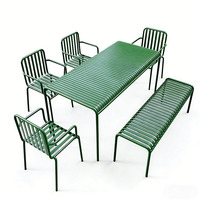 Meubles de terrasse extérieurs modernes en métal pour bar, café, bistrot, restaurant, hôtel, cour, tables et chaises imperméables