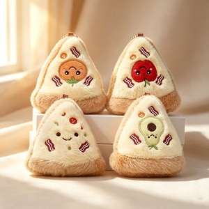 Porte-clés en peluche alimentaire de dessin animé, mignon, <span class=keywords><strong>Pizza</strong></span>, Pain, Canard, Cochon, pendentif de sac en peluche douce pour enfants, cadeau de fête d'anniversaire, vente en gros - Product Image 6