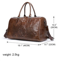 Sac de voyage de luxe vintage pour homme en cuir de crocodile avec fermeture éclair et logo personnalisé en relief