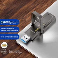 Nouvelle clé USB à semi-conducteurs 256 Go USB 3.2 Double usage Double interface Métal Téléphone portable et ordinateur Otg Type-C Clé USB