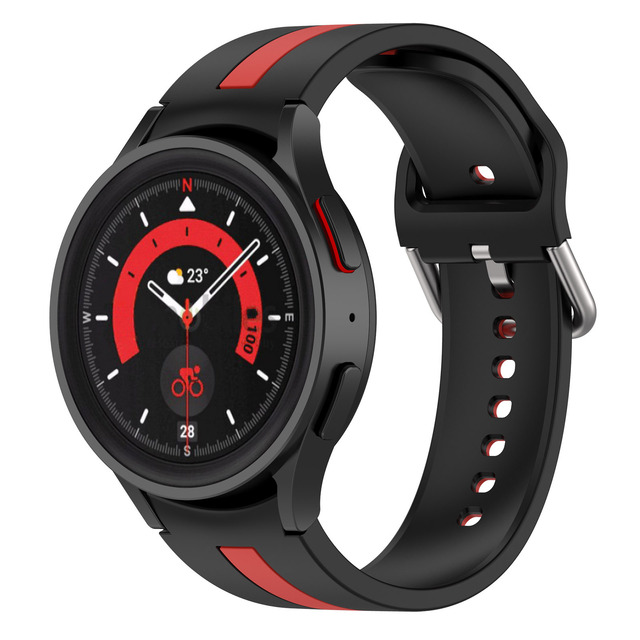 Ready to Ship Dual Colors Stripe Silicone Smart Wrist Watch Bands Strap for Samsung Galaxy Watch 5 4 5pro 6/Watch6 Classic Blank