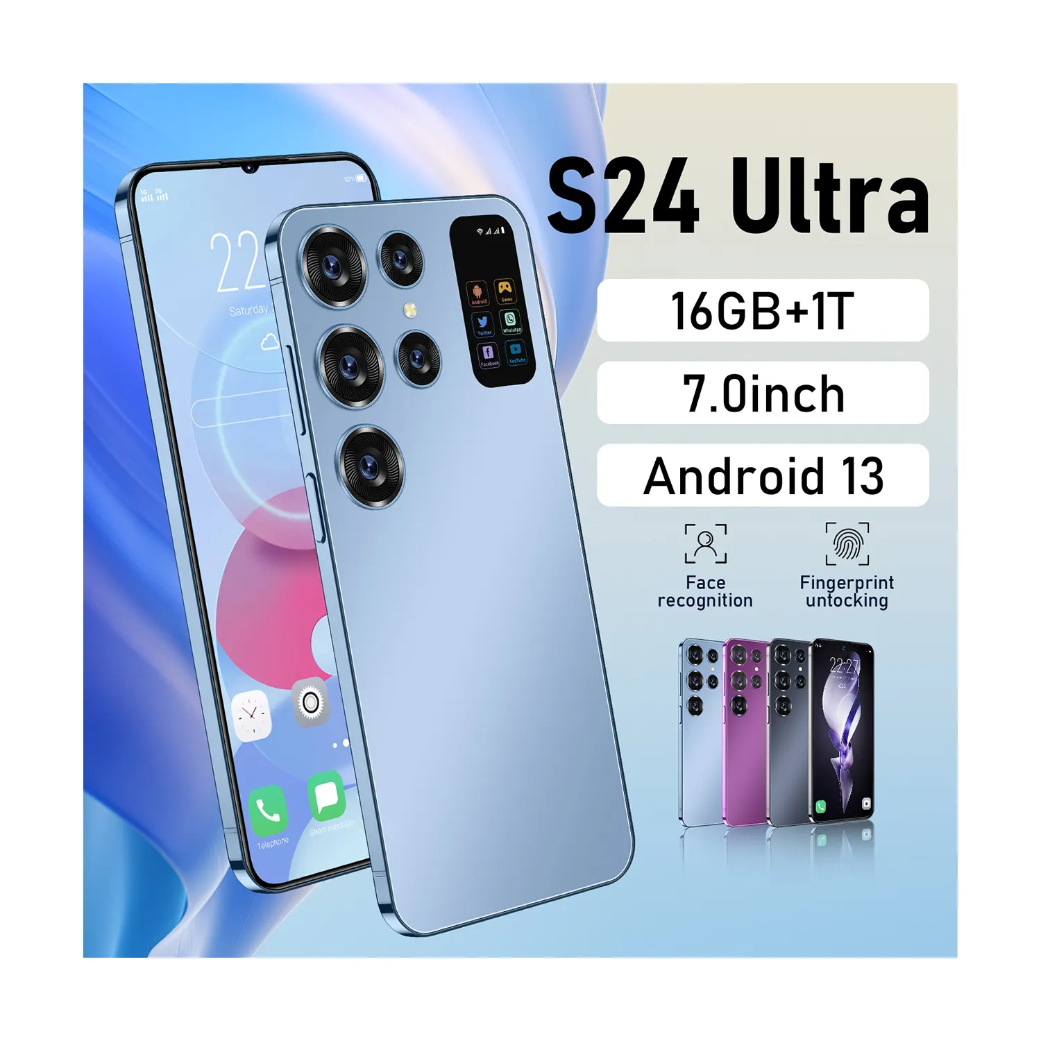 Venta caliente 7,0 pulgadas S24 Ultra 16GB + 512GB juegos teléfonos móviles móvil Android Smartphone 5g Smartphones