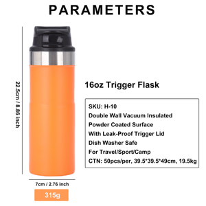 Nouveau Style Creative 16OZ Bouteille D'eau En Acier Inoxydable Double Paroi Isolé Sous Vide Robuste Durable Gobelet Avec Couvercle - Product Image 2