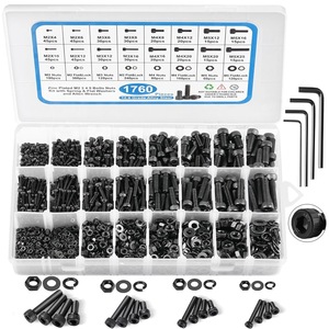 M2 M3 <b>M4</b> M5 Metric Screws Nuts Kit 1760Pcs Grade 12.9 Alloy Steel Hex Socket Cap <b>Bolts</b> With Washers And Allen Wrench - Product Image 1