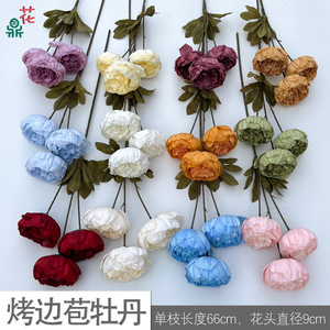 Fleurs de pivoine en soie, 3 têtes, haute simulation, décoration de mariage, fleurs artificielles pour allée de mariage - Product Image 4
