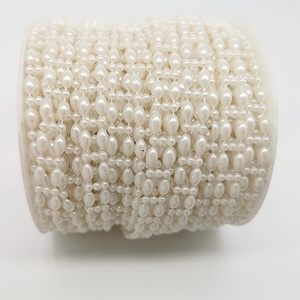 Atacado elipse marfim branco pérola banhado a corrente rolo de materiais decorativos de casamento diy - Product Image 5