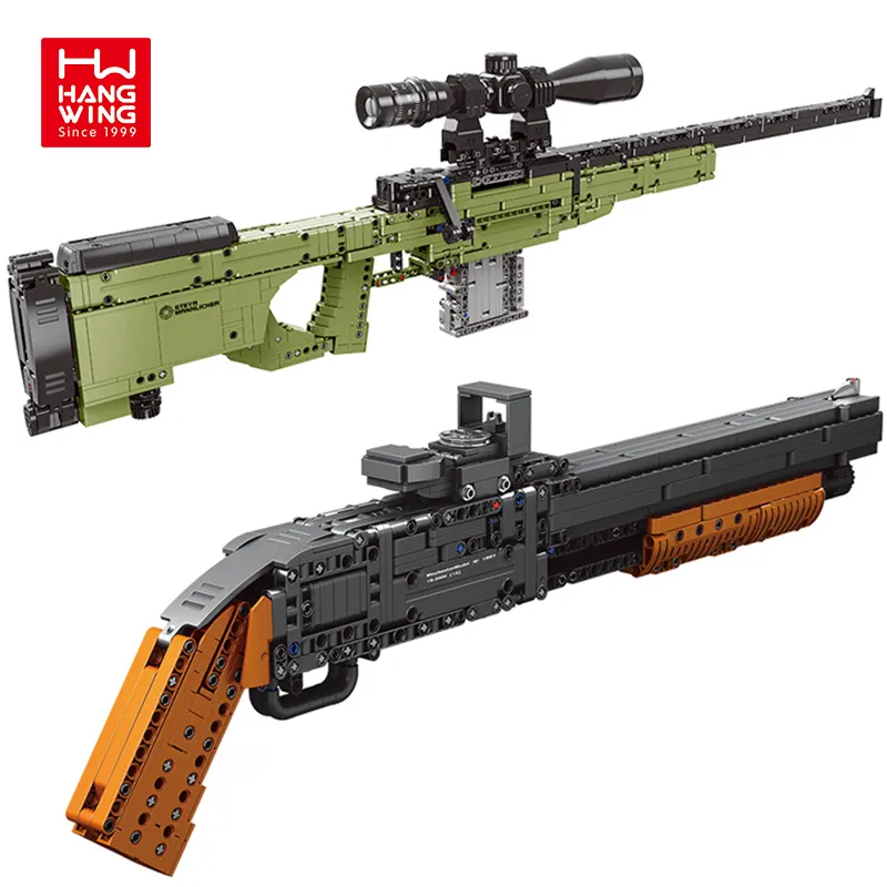 Модель снайперской винтовки AWM, оружие мировой войны, с комплектом кирпичей для стрельбы, детский строительный блок, игрушечный пистолет