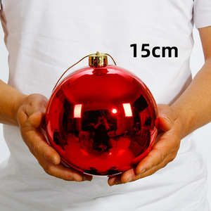 Christmas Tree Ornaments 6Inch Large <strong>Glitter</strong> Hanging Balls <strong>Red</strong> White Green Plastic Decorative Baubles Glossy Ball - Product Image 1