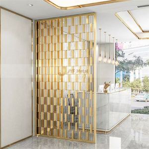 EX065 Gold Plated Stainless Steel Laser Cut Modern MultiFunctional Durable Art Theme Irregular Structure Room Divider - Product Image 5