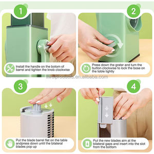 Wholesale 3-in-1 Rotary Cheese Grater & <b>Vegetable</b> Slicer, Manual Drum <b>Cutter</b> with Suction Base for Effortless Shredding Grating - Product Image 6