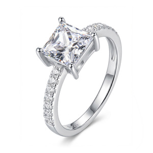 Toptan Lüks Rodyum Kaplama Klasik Gümüş Nişan Yüzükleri Kadınlar İçin - Düğün ve Parti Günleri - Product Image 1