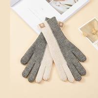 Gants tricotés d'hiver personnalisés écran tactile cyclisme gants coupe-vent deux couleurs fendues dames gants fantaisie