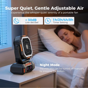 Ventilateur électrique personnalisé avec lumière et télécommande, ventilateur Bluetooth pour le camping et l'extérieur, avec batterie rechargeable USB de 20000/30000/40000 mAh - Product Image 2
