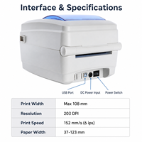 Imprimante thermique d'étiquettes de codes-barres de bureau professionnelle HOP-HQ480B 4 pouces, machine POS USB, 152 mm/s, 203 DPI, en stock