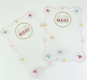 Ensemble <span class=keywords><strong>de</strong></span> mélangeurs acryliques transparents à motif personnalisé Mahjong Tuile <span class=keywords><strong>de</strong></span> Mahjong Bords festonnés 2mm Mahjong Shuffling Cards 2 Pcs Mahjong Mixer - Product Image 3