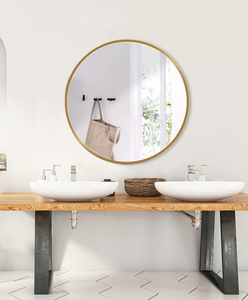 Moderno elegante specchio a forma di vassoio rotondo con cornice dorata opaca 6mm di spessore <span class=keywords><strong>porta</strong></span> della doccia del <span class=keywords><strong>bagno</strong></span> con Product-DKR01 calda in alluminio spazzolato - Product Image 3