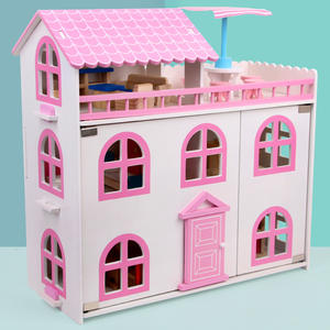 Crianças de Madeira Role Play <span class=keywords><strong>Pink</strong></span> Doll House Set Educacional Pretend Play Brinquedos <span class=keywords><strong>Dollhouse</strong></span> com Interior <span class=keywords><strong>Mini</strong></span> Mobiliário para Crianças Meninas - Product Image 2