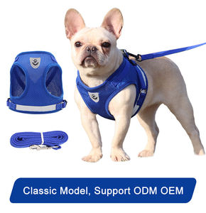 Wholesale Designer Pet Dog Harness Vest Sets Breathable Polyester Reflective Mesh Padded Fashion Dog Vest Solid Pattern - Product Image 3