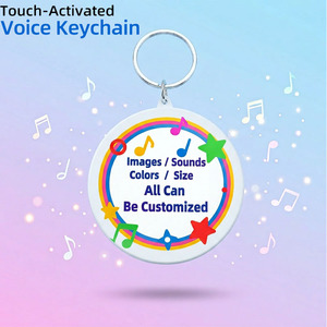 Porte-clés musical avec enregistrement sonore tactile personnalisé, logo personnalisé, <span class=keywords><strong>mini</strong></span> porte-clés en plastique, cadeau promotionnel en gros - Product Image 1