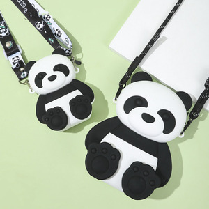 Silicone Waterproof Coin Purse Shoulder <strong>Bag</strong> with Zipper Closure Cartoon <strong>Panda</strong> Design for Kids Unisex Children's Handbag - Product Image 3