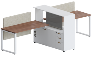 Bureau modulaire convertible moderne 6 places, design en panneaux de bois pour poste de travail en coworking en espace ouvert, mobilier commercial - Product Image 3