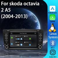 Radio con Sistema Android Auto y Carplay para Automóvil, Radio para Skoda Octavia Mk2 A5 2004-2013, Reproductor Multimedia Bluetooth Estéreo con GPS y Video