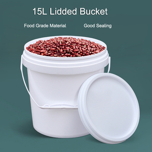 Secchiello per salsa di plastica bianca LEADLOONG 15L con coperchio ispessito con pel di mangime chimico a pel vuoto - Product Image 4