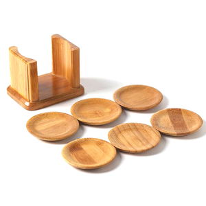 Posavasos cuadrado redondo de <span class=keywords><strong>madera</strong></span> de bambú, no tóxico, alta calidad, con soporte - Product Image 1