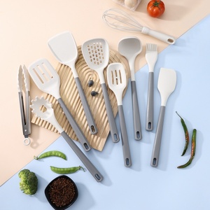 11-Piece New PP Flat Handle Household Slipper Soup Spoon <b>Silicone</b> Kitchen Utensil Set Cooking <b>Tools</b> With Storage Bucket - Product Image 3