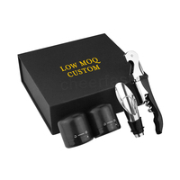 Coffret cadeau magnétique chaud et élégant, 2 bouchons de bouteille et aérateur verseur inclus, 4 pièces personnalisées, outils pour le vin, ensemble d'ouvre-bouteille