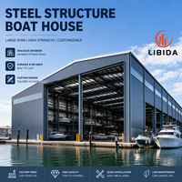 Nave de Acero de Gran Envergadura sin Columnas Centrales, Resistente al Viento y la Nieve, Estructura de Acero Prefabricada para Taller de Barcos