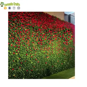 3.2M * 3M gras grün mit roten rosen hochzeit blume wand blume hintergrund Wedding dekoration