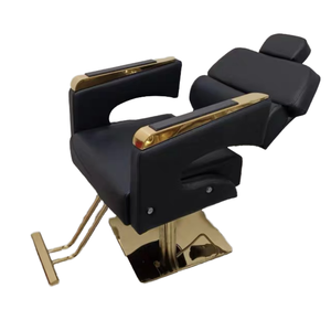 Chaise de barbier réglable en acier inoxydable, chaise de coiffure pour salon de beauté, maison, école, hôpital, design rotatif à demi-chaise - Product Image 4