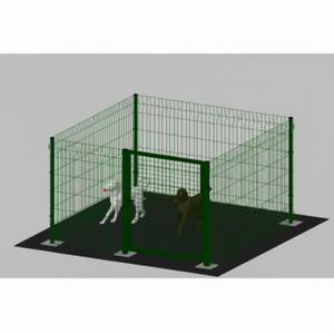 Recinto Modulare per Cani in Ferro Zincato Verniciato Verde con Pali Imbullonati 200x200x102cm, Casetta in Acciaio Semplice Imballata in Scatola - Product Image 1