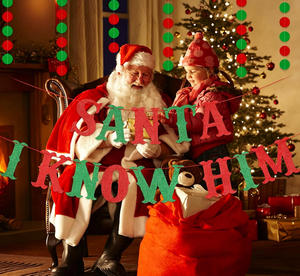 Guirnalda Irregular con Letras 'I Know Him' de Papá Noel con Brillantina Roja y Verde, Decoración Navideña Inspirada en la Película 'El Elfo', Pre-ensartada - Product Image 3