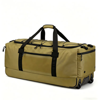 Mochila de lona plegable sin marca de 120L al por mayor, mochila con ruedas para fin de semana, almacenamiento de gran capacidad, maleta de viaje impermeable