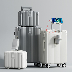 Ensemble de bagages de voyage rigides <span class=keywords><strong>2</strong></span> pièces avec logo personnalisé, taille <span class=keywords><strong>cabine</strong></span> 18 pouces, <span class=keywords><strong>roues</strong></span> pivotantes, en ABS, pour le voyage - Product Image 1