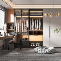 Armoire de chambre à coucher en bambou de luxe léger de Shenzhen avec porte vitrée et éclairage LED, armoire de dressing personnalisée, combinaison tatami et armoire intégrée
