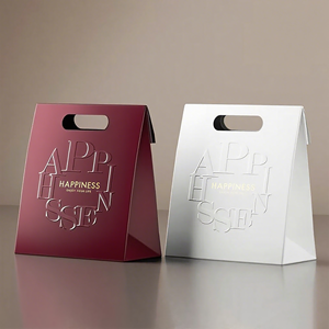 Mango de bolsa de papel reciclado de cartón de marfil de alta calidad de lujo duradero respetuoso con el medio ambiente personalizado - Product Image 4