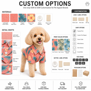 Camisa para perro con solapa de flamenco tropical, ropa para mascotas OEM, transpirable, de verano, con botones personalizados, para cachorros pequeños, para paseos en la playa - Product Image 3