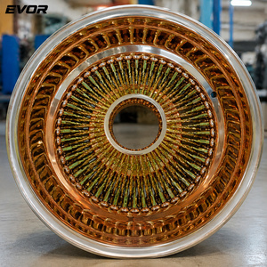 גלגלי EVOR ROSE זהב 13x7 5x114.3 חישוקי חישורים צמיגים עם דופן לבנה - Product Image 5