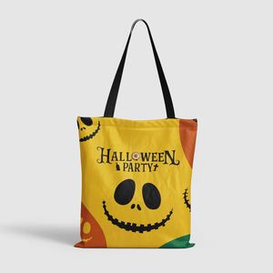 DLBZ Eco-friendly Reusable High Quality Scary Face Halloween Style Customized Rope Canvas <b>Tote</b> <b>Bag</b> for Travel - Product Image 2
